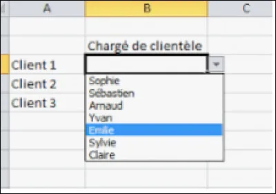 Le menu déroulant dans Excel ne fonctionne que :