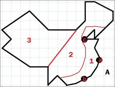 Sur cette carte de la Chine, la lettre A correspond 