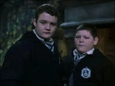 Quand Harry et Ron se frayent un chemin dans la salle commune de Serpentard, qui est Crabbe et qui est Goyle ?