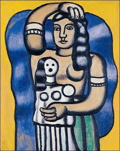 Sa toile est une enfant tenant une poup&eacute;e :