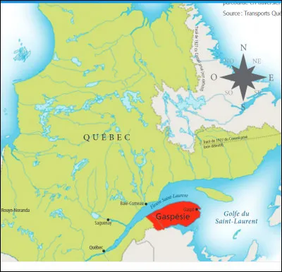 Où se situe la Gaspésie par rapport au Québec ?