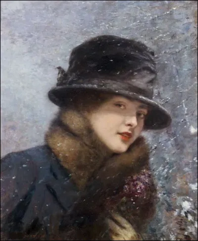 Qui a représenté cette "Jeune Femme au bouquet de violettes sous la neige" ?