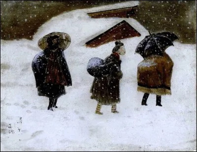 Qui a peint "Paysage de neige à Akita" ?