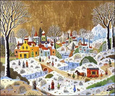 Qui a r&eacute;alis&eacute; ce paysage de neige intitul&eacute; "La Roulotte rouge" ?