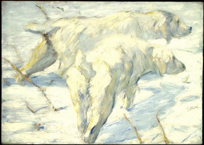 Qui a représenté "Les Chiens de Sibérie dans la neige" ?