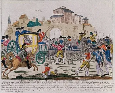 Louis XVI tente de quitter la France ; il est reconnu et arrêté à Varennes, en ... 1791.