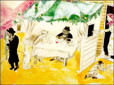 Voici la fête des Tabernacles, repas en plein air, par le peintre :