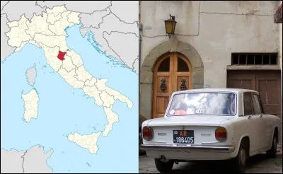 Voici une Lancia arborant un "AR" et la localisation de cette ville sur la carte : dans quelle province ?