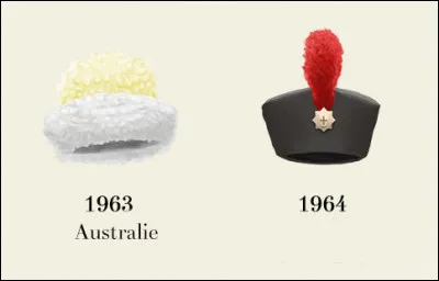 Après un voyage en Australie (1963), elle arbore fièrement l'année suivante un chapeau commémorant ...
