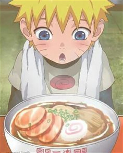 Naruto mange un grand bol de nouilles au début du premier épisode :