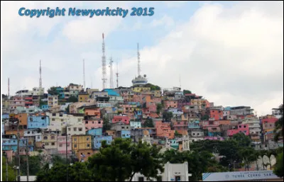 Dans quel pays se situe la colline Sainte-Anne de Guayaquil, sur laquelle se trouve un ensemble d'édifices colorés ?