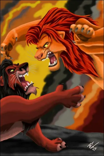 Simba affronte son oncle, que fait-il pour le battre ?