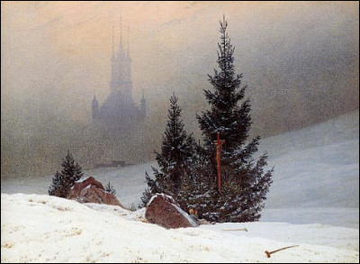 Quel peintre romantique du début XXe a peint "Église dans la neige" ?