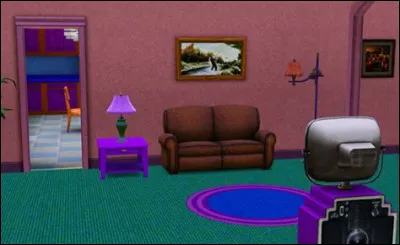 Que représente le tableau accroché au mur du salon du foyer des Simpson ?