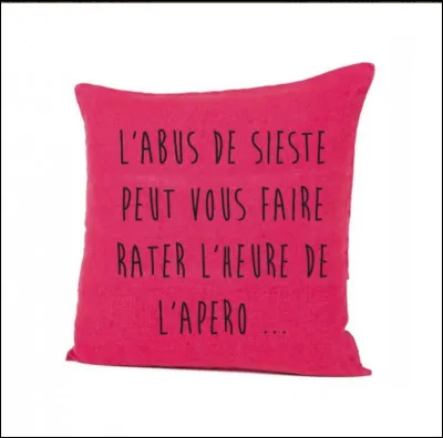J'adore la citation sur le coussin de Jnprrvg ! En même temps c'est bien vrai, l'apéro c'est sacré. Généralement, quelle est la période de l'apéro ?