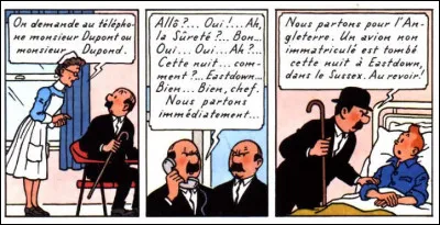 Pour une fois que Dupondt ne téléphone pas avec son parapluie... En attendant, Tintin est alité ! Que remarque-t-on sur ces quelques cases ?