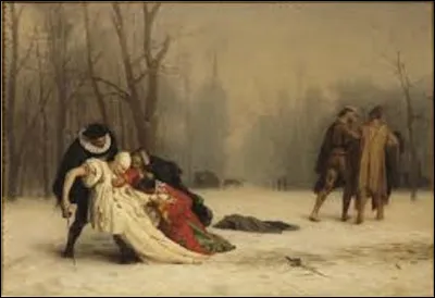 Actuellement conservé au musée Condé à Chantilly, ''Suites d'un bal masqué'' est un tableau réalisé par un orientaliste et académiste en 1857. Qui en est l'auteur ?