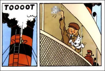 C'est un moment d'adieux de pure émotion... Jusqu'à Milou qui semble saluer de ses petites pattes, Tintin ne retient qu'à peine ses larmes en agitant...