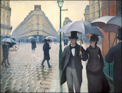 Quel peintre français du XIXe est l'auteur du tableau "Jour de pluie à Paris" ?