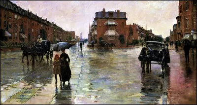 Quel impressionniste américain est l'auteur du tableau "Jour de pluie à Boston" ?
