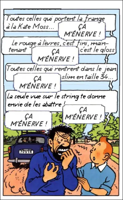 Et là, on voit bien qu'Haddock est au bord de la rupture, avec toutes ces choses du modernisme ! Les paroles sont de ...