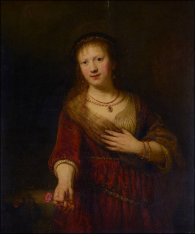 Quel peintre hollandais du XVIIe est l'auteur du tableau "Saskia à la fleur rouge" ?