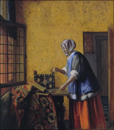 Quel peintre hollandais du XVIIe est l'auteur du tableau "Femme à la balance" ?
