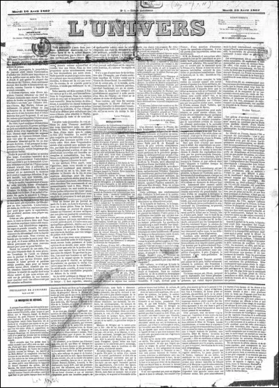 En quelle ann&eacute;e le quotidien catholique "L'Univers" disparut-il ?