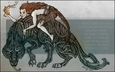 "Les montagnes tremblent toutes,
Je crois qu'est en route
De chez lui Hlórriði ;
Il va imposer le calme
À celui qui, ici, calomnie
Tous les dieux et les hommes."