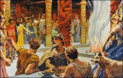 "Te voilà bien vaillant dans ton siège,
Tu ne le devrais pas,
Bragi, parure de banc !
Viens combattre si tu es courroucé ;
Le vaillant ne craint rien."