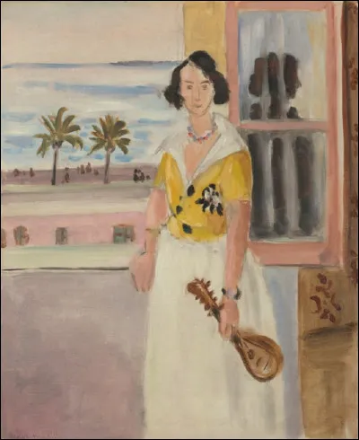 Qui est le peintre du XIXe siècle auteur de ce tableau intitulé ''Femme à la mandoline'' ?