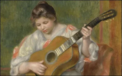 Qui est l'auteur de ce tableau dont le titre est ''Une femme jouant de la guitare'' ?