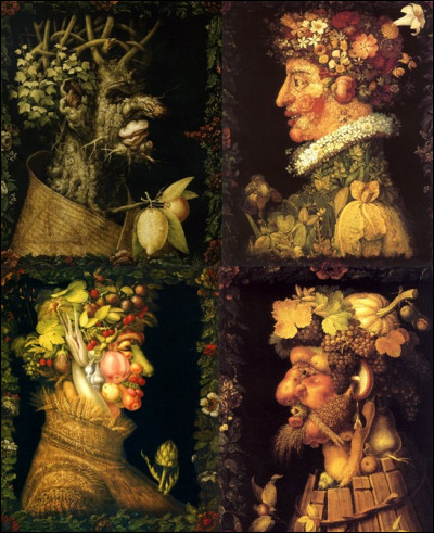 Donnez le titre de cette série de tableaux d'Arcimboldo.