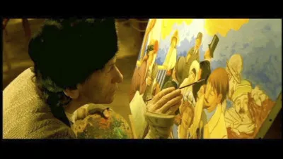 Dans cette scène tirée du film "La Fabuleuse histoire d'Amélie Poulain", quelle œuvre est reproduite ici par l'acteur Serge Merlin ?