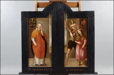 Ce panneau en bois peint représente saint Avertin. Il est connu pour soigner...