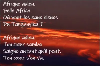 Et nous nous quitterons sur les eaux boueuses du Gange, en Afrique...
