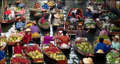 Dans quelle ville peut-on visiter ce célèbre marché flottant appelé Damnoen Saduak ?