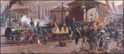 De quelle année date le premier train roulant sur des rails ?