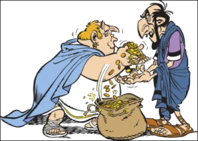 Cette fois, je vous donne carrément le nom de ce romain, à vous de faire confiance en vos notions de biologie ! 
On cherche la correspondance du romain, à droite sur l'image, chargé de percevoir les impôts, taxes, amendes, péages et autres redevances de la province de Condate (Rennes) et rencontré dans l'album "Astérix chez les Helvètes" : j'ai nommé Caius Eucaliptus !