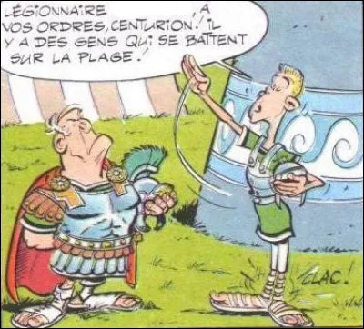 Tiens, que font le capitaine Haddock et le professeur Tournesol ici ? Y aurait-il un lien avec le nom du romain ici à droite, que l'on voit jouer dans "Astérix et les Normands" ?