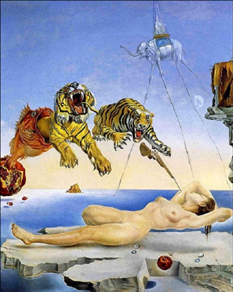 Quel est le peintre surréaliste, auteur de ce tableau intitulé ''Rêve causé par le vol d'une abeille autour d'une grenade, une seconde avant l'éveil'' ?