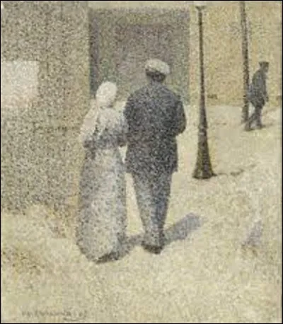 De quel peintre, notamment pointilliste, est ce tableau intitulé ''Couple dans la rue'', toile datant de 1887 ?