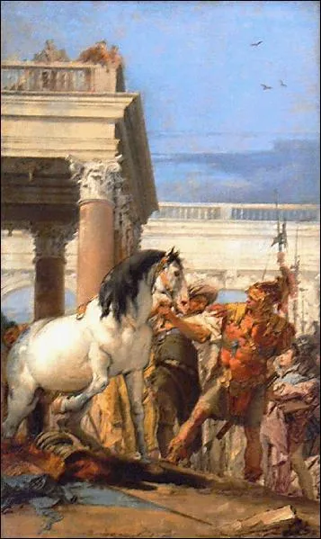 Comment s'appelle ce cheval, accompagn d'un hros grec ?