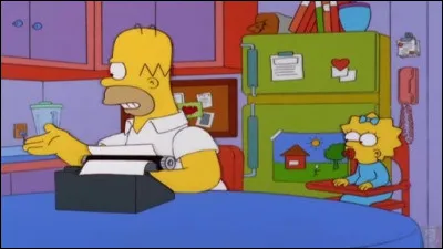 Lorsqu'Homer rédige sa première critique culinaire, quelle lettre manque-t-il sur le clavier de la machine à écrire ?