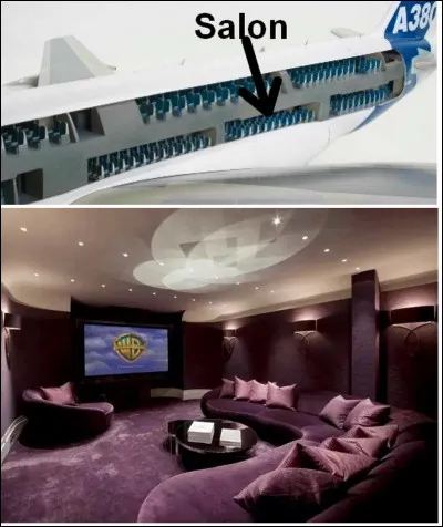 Après la première pièce, voici le salon qui fait office également de salle de cinéma. Que signifient les lettres "WB" sur l'écran ?