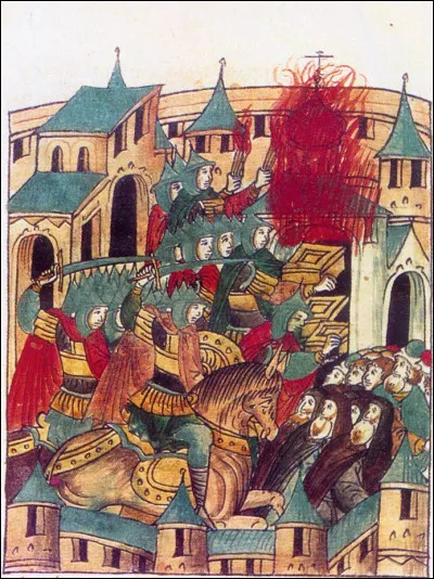 En novembre 1237, les principautés russes sont envahies ; les importantes villes de Riazan et Vladimir sont assiégées ; après plusieurs jours de combats sanglants, le 4 février 1238, la ville de Vladimir est prise, incendiée et rasée jusqu'aux fondations. Qui a ravagé la ville ?