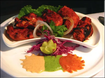 Quel est ce mets d'Inde et du Pakistan, composé de morceaux de poulet sans os cuit en brochette et marinés dans du yaourt et des épices ?