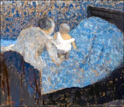 Qui a peint "Grand-Mère et enfant au lit bleu" ?