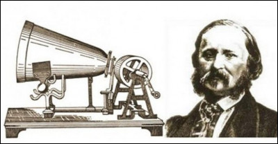 Le Français Scott de Martinville fixe un stylet sur une membrane élastique pour enregistrer sa voix. Le 1er enregistrement d'une voix le 9 avril 1860 sera la comptine :