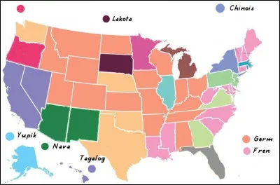 Californie, Nevada et Hawaï (en mauve) > 3 états où le "tagalog" est la 3e langue : mais d'où cela sort-il ?